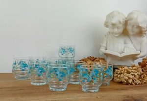 Lot de 10 verres vintages Myosotis n°11437