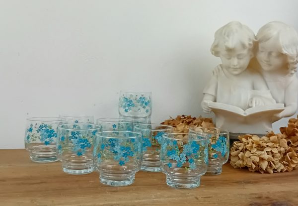 Lot de 10 verres vintages Myosotis n°11437