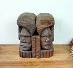 Grande paire de serre-livres en bois / Kanak / n°11449