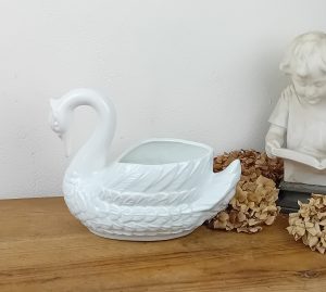 Jardinière en faïence / Cygne / n°11453
