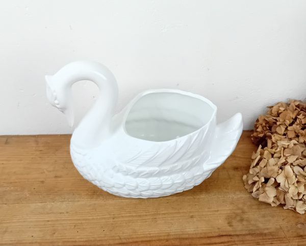 Jardinière en faïence / Cygne / n°11453