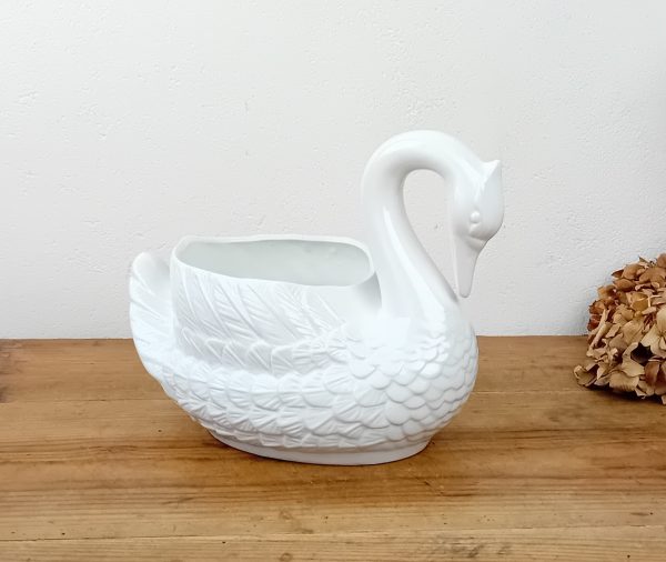 Jardinière en faïence / Cygne / n°11453