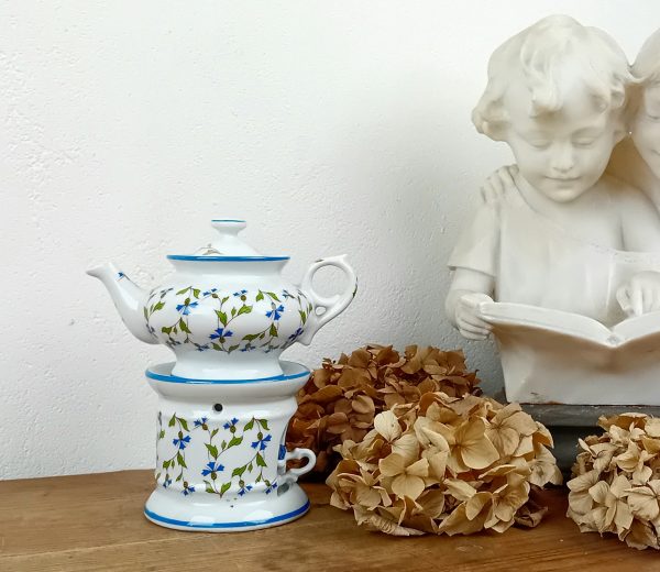 Tisanière complète en porcelaine / Barbeaux / Bleuets / n°11460