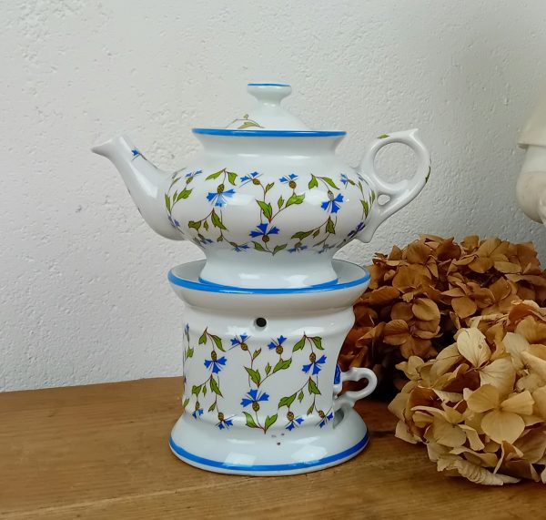 Tisanière complète en porcelaine / Barbeaux / Bleuets / n°11460