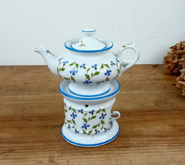 Tisanière complète en porcelaine / Barbeaux / Bleuets / n°11460