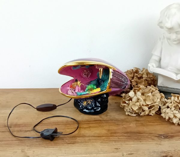 Veilleuse vintage en céramique / Moule / Poisson / Vallauris n°11461 // Réservé a V //