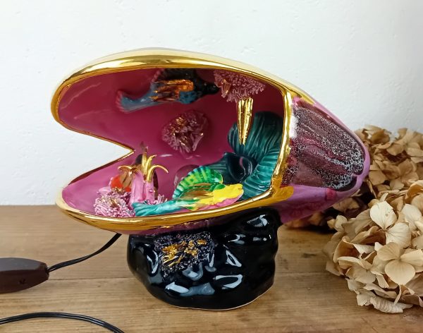 Veilleuse vintage en céramique / Moule / Poisson / Vallauris n°11461 // Réservé a V //