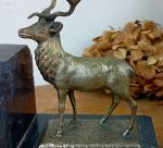 Ancien serre livre en marbre / cerf / n°11462 // Réservé a V //