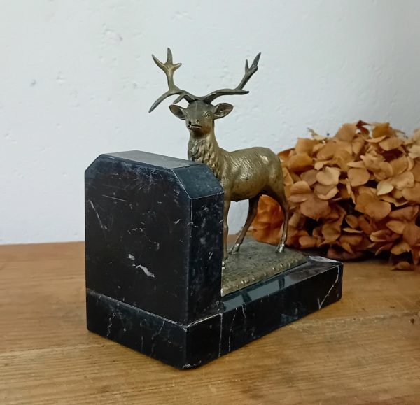 Ancien serre livre en marbre / cerf / n°11462 // Réservé a V //