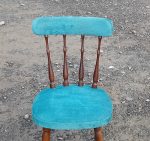 Chaise vintage / velours bleu n°11483