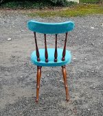 Chaise vintage / velours bleu n°11483