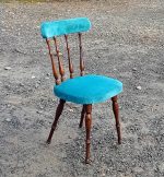 Chaise vintage / velours bleu n°11484