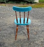 Chaise vintage / velours bleu n°11484