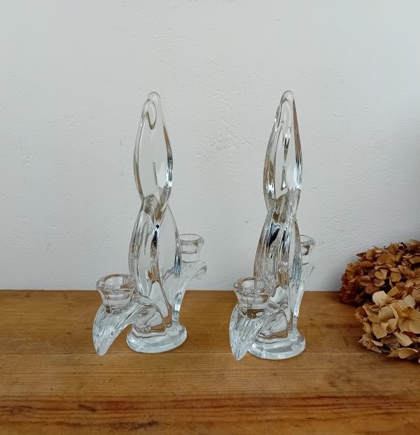 Paire de bougeoirs en cristal de Vannes n°11501