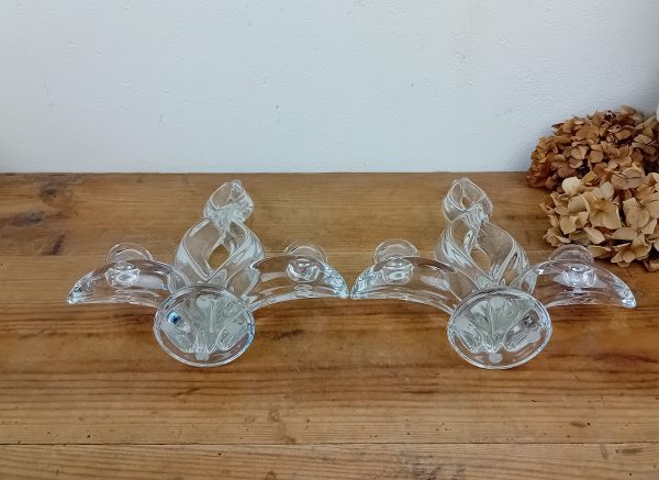 Paire de bougeoirs en cristal de Vannes n°11501