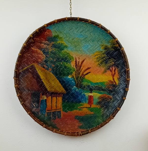 Tableau / Ancienne corbeille a riz peinte n°11508