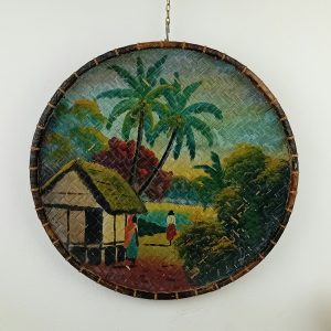 Tableau / Ancienne corbeille a riz peinte n°11507