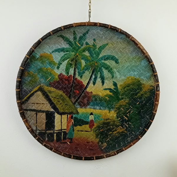 Tableau / Ancienne corbeille a riz peinte n°11507