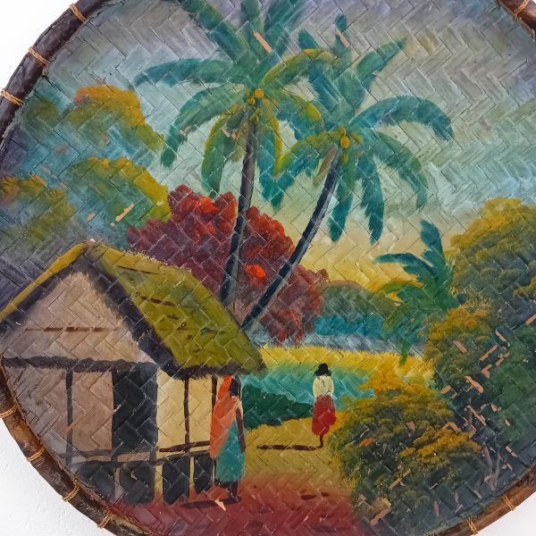 Tableau / Ancienne corbeille a riz peinte n°11507