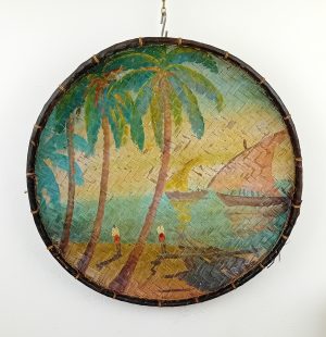 Tableau / Ancienne corbeille a riz peinte n°11506