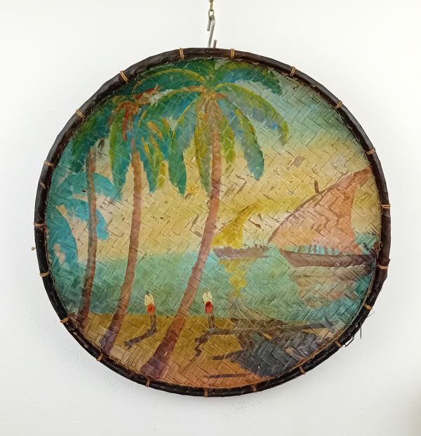 Tableau / Ancienne corbeille a riz peinte n°11506