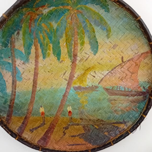 Tableau / Ancienne corbeille a riz peinte n°11506