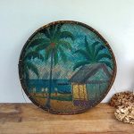 Tableau / Ancienne corbeille a riz peinte n°11505