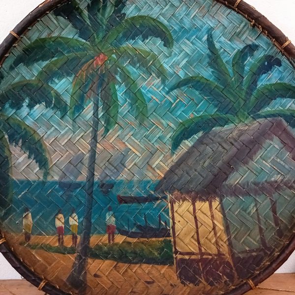 Tableau / Ancienne corbeille a riz peinte n°11505