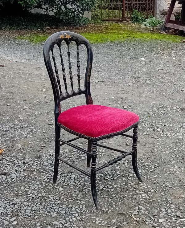 Ancienne chaise Napoléon III Bois Noirci n°11570