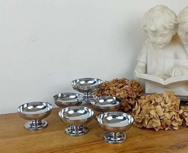 Lot de 6 coupes a glace vintages en inox n°11578