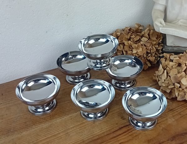 Lot de 6 coupes a glace vintages en inox n°11578