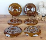 Lot de 6 assiettes a huitres en barbotine n°11581