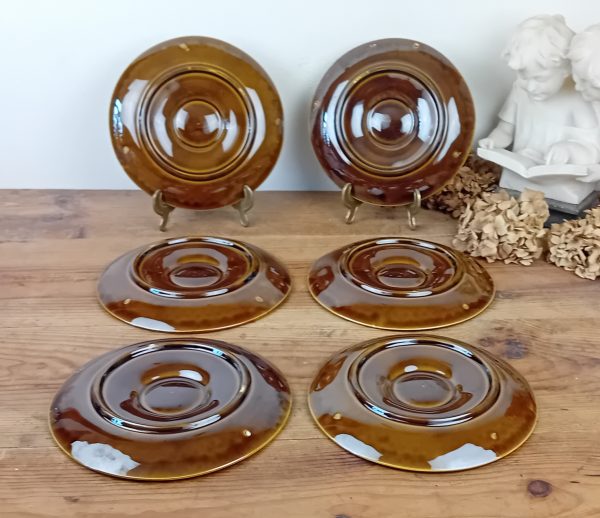 Lot de 6 assiettes a huitres en barbotine n°11581