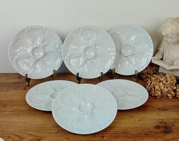 Lot de 6 anciennes assiettes a huitres Pillivuyt n°11585