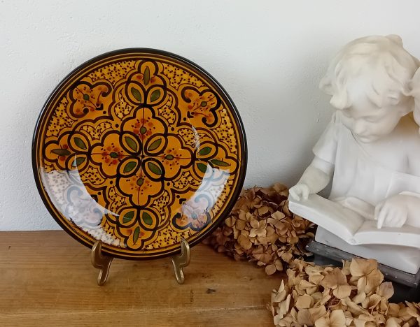 Assiette vintage en terre cuite vernissée n°11550