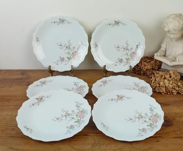 Lot de 6 assiettes plates en porcelaine de Limoges n°11605