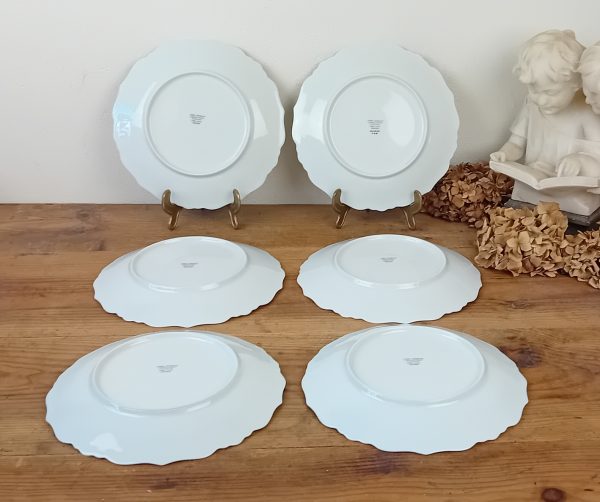 Lot de 6 assiettes plates en porcelaine de Limoges n°11605