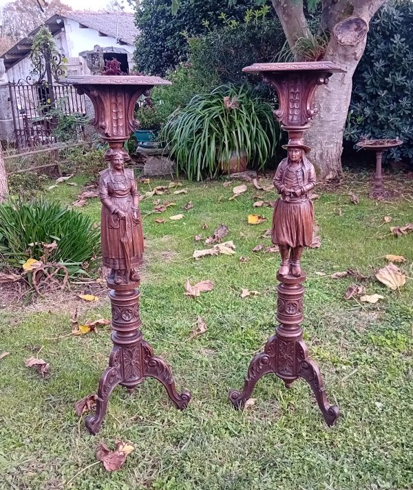 Ancienne paire de sellettes sculptée / Bretagne / n°11617