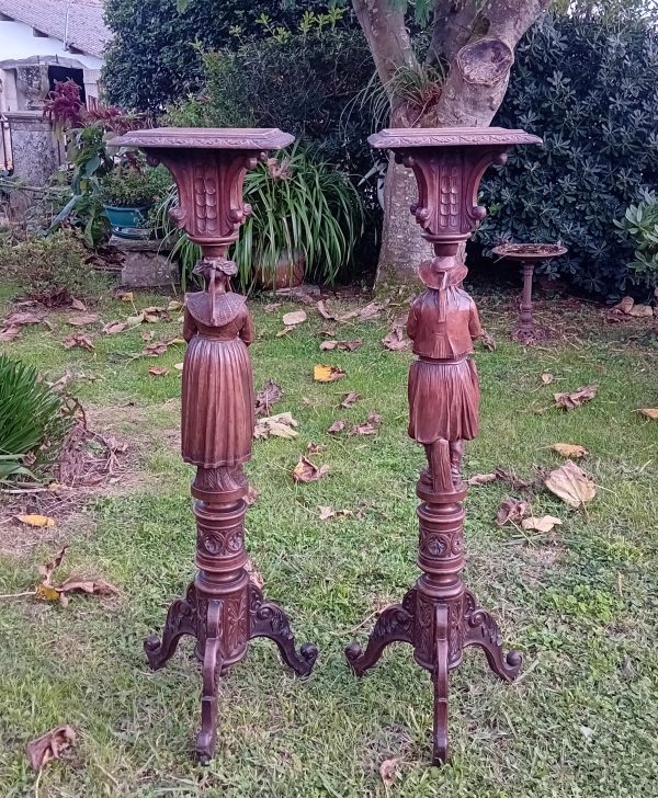 Ancienne paire de sellettes sculptée / Bretagne / n°11617