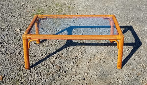 Table basse vintage en rotin n°11639