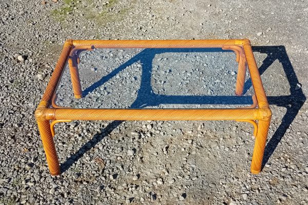 Table basse vintage en rotin n°11639