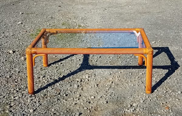 Table basse vintage en rotin n°11639