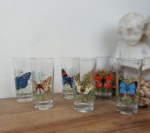 Lot de 6 verres vintages / Papillons / n°11673