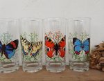Lot de 6 verres vintages / Papillons / n°11673