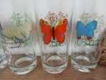 Lot de 6 verres vintages / Papillons / n°11673