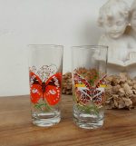 Lot de 2 verres vintages / Papillon / n°11677
