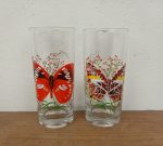 Lot de 2 verres vintages / Papillon / n°11677