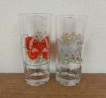 Lot de 2 verres vintages / Papillon / n°11677