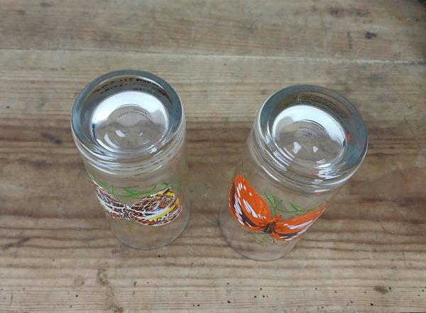 Lot de 2 verres vintages / Papillon / n°11677