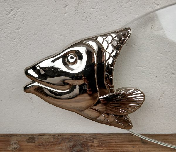 Plat a poisson en verre et métal argenté n°11678